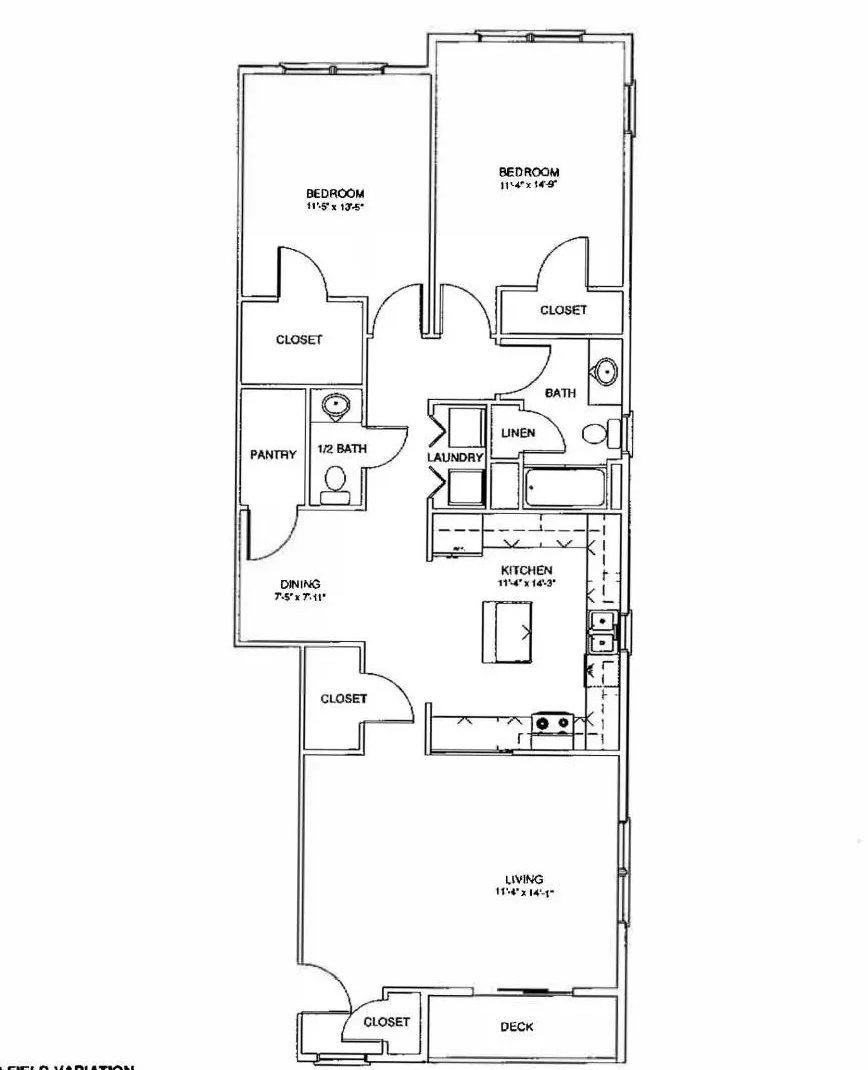 2 Bedroom Flat with Laundry Floorplan