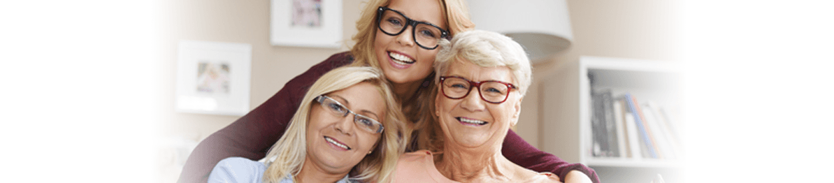 Lady with her two children - all wearing glasses