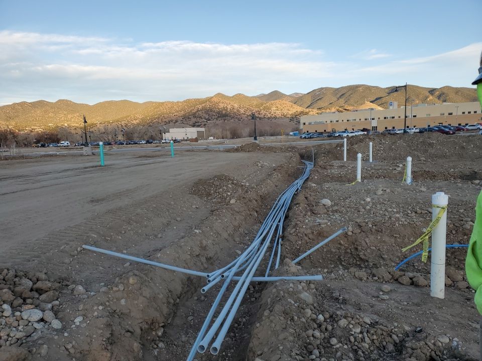 Pipes being laid in trench