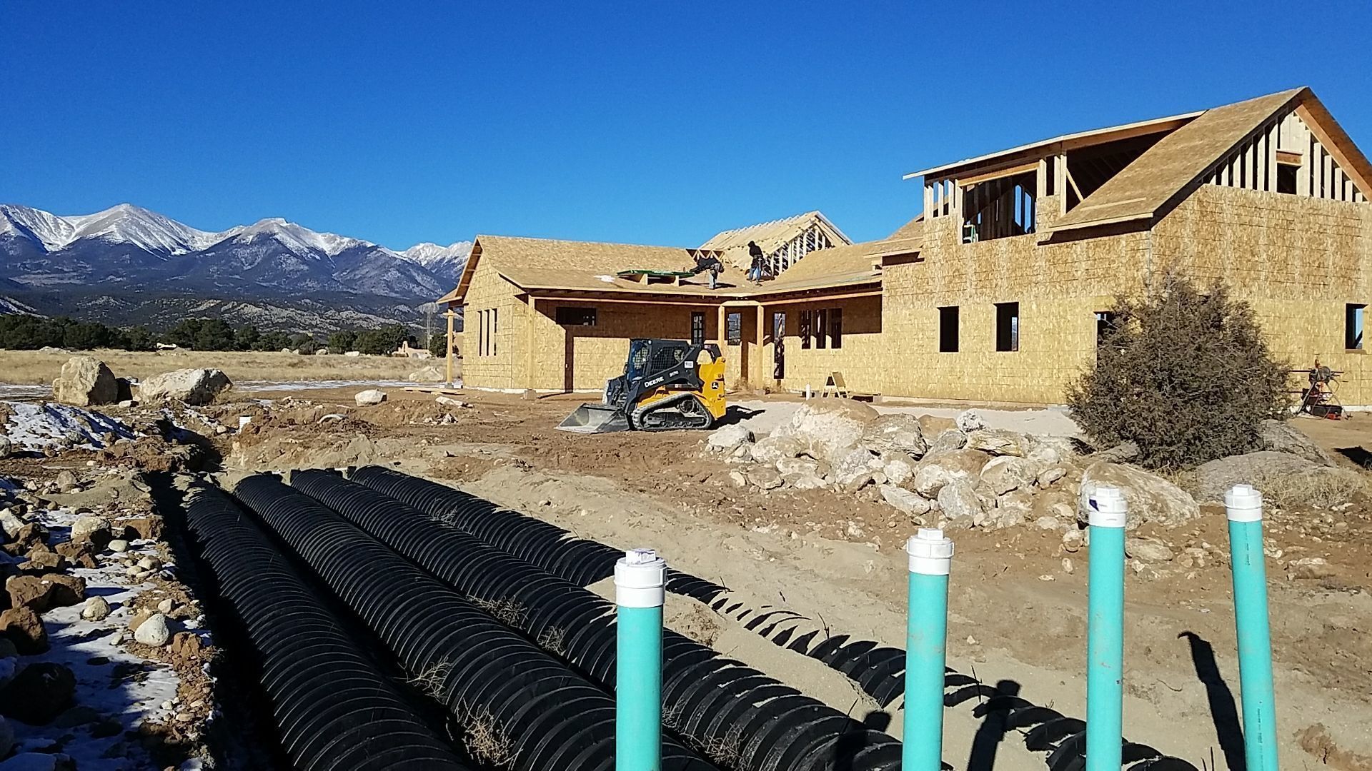 Septic Drain Field Installation Residential Home being built