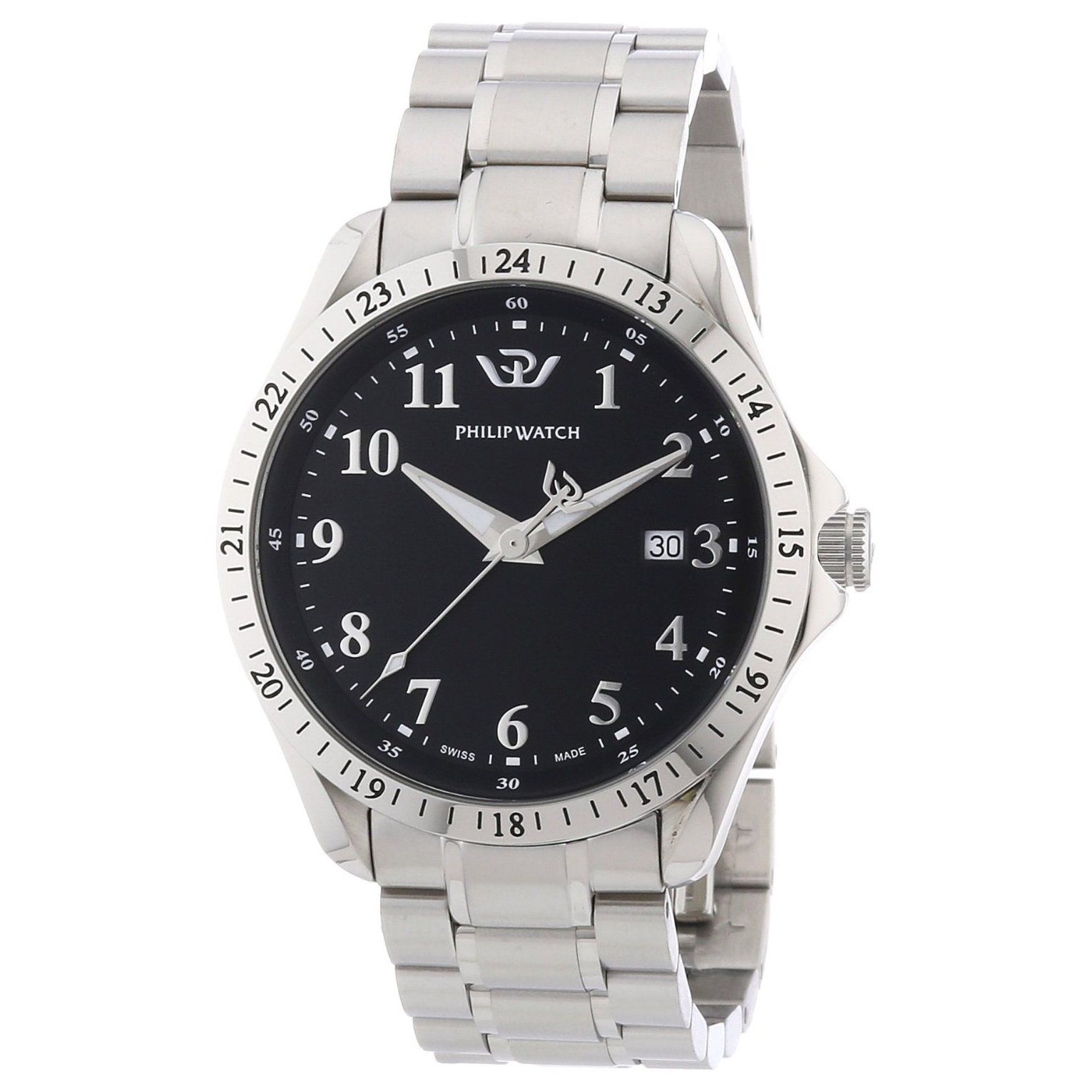 orologio philip watch in acciaio con quadrante nero
