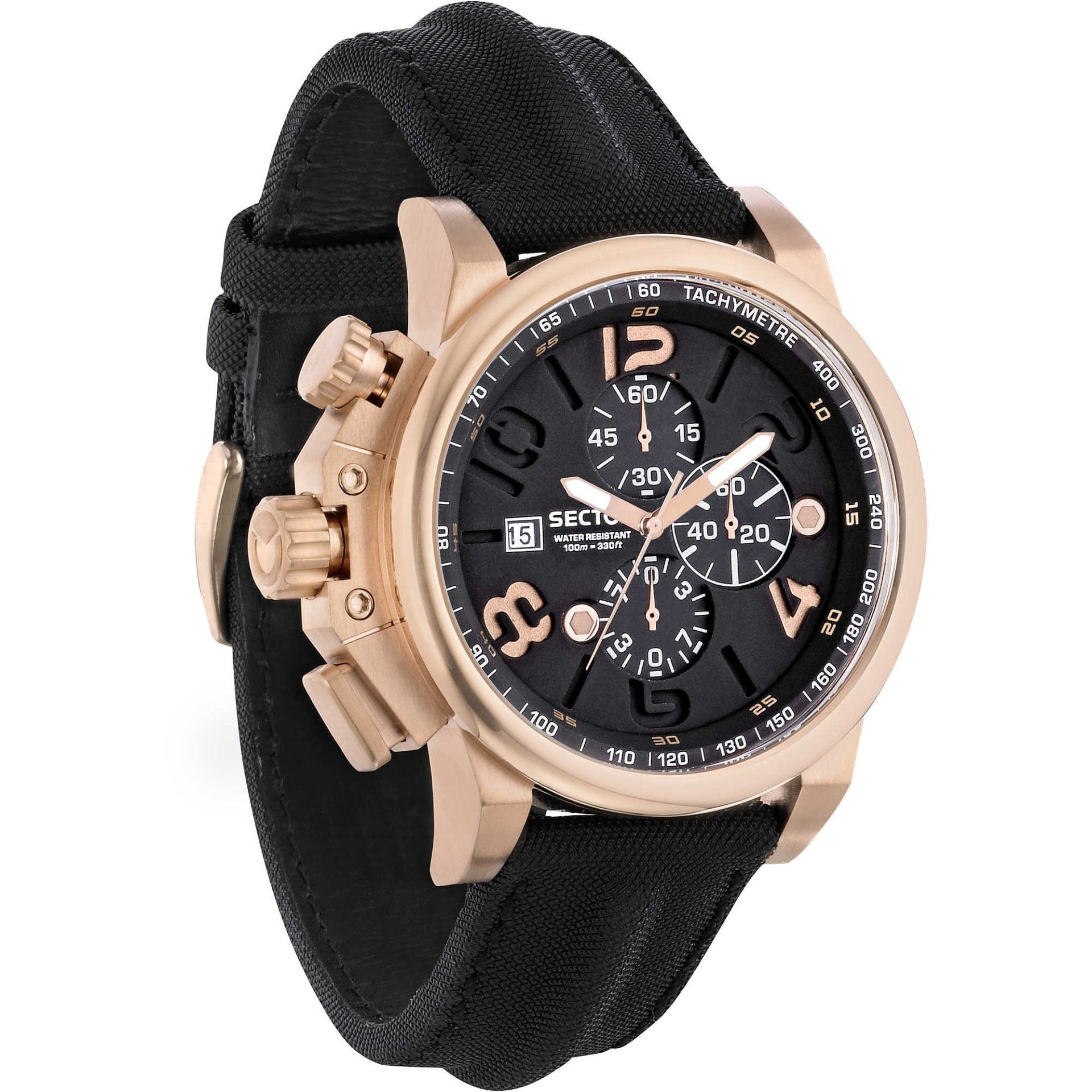 orologio sector con cinturino in pelle nera