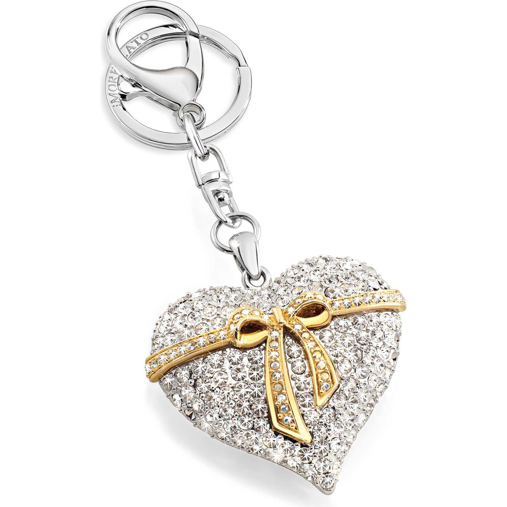 portachiavi acciaio con charm a forma di cuore