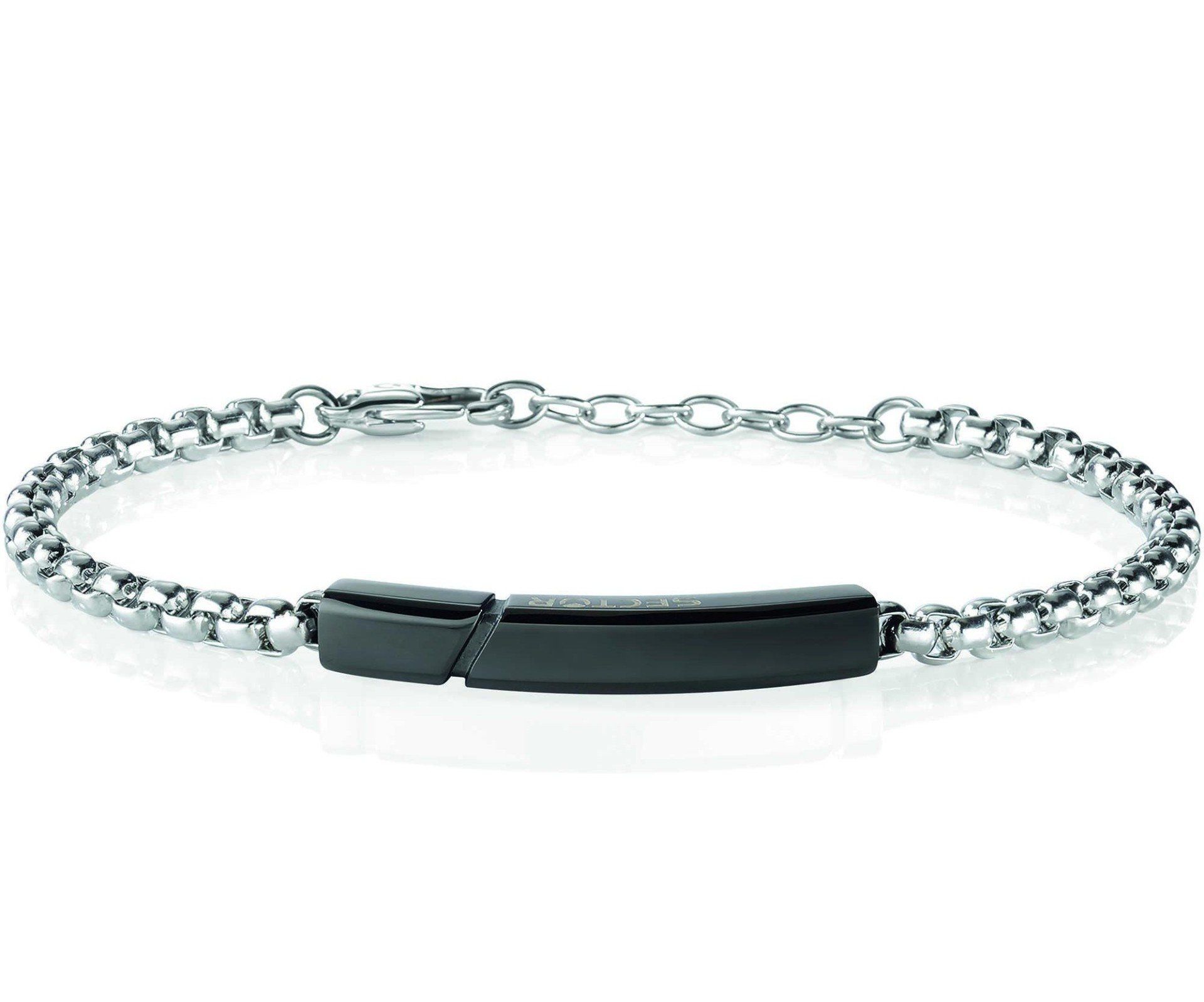 bracciale a catena con piastra in alluminio nero