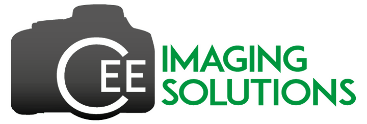 The logo for eee imaging solutions has a camera on it