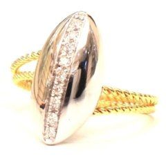 Cattelan - anello oro bianco e giallo 750 con diamanti - mod. ovale