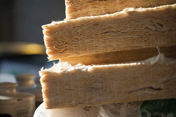 close up of stack of insulation
