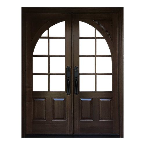 8 Lite front entry double door with arched top panel