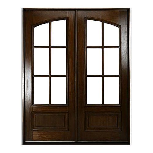6 Lite front entry double door with arched top panel