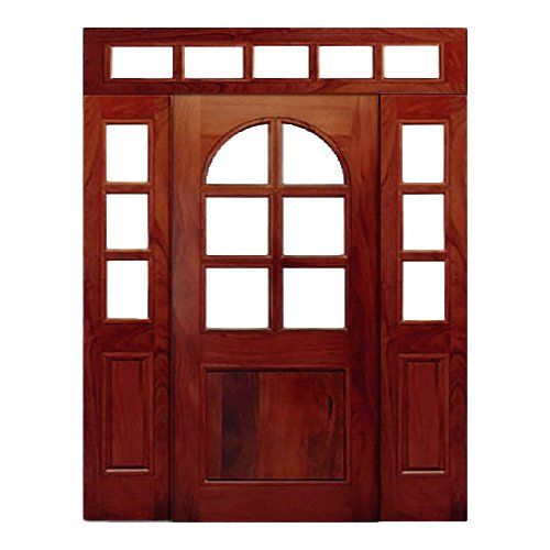 Parliament wood door with arched 6 lite top panel