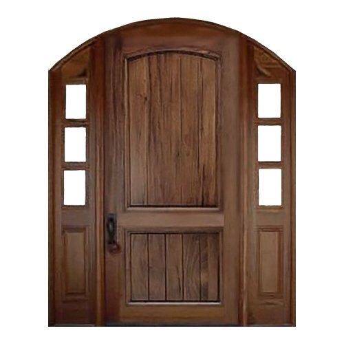 Arch Top Solid Two Panel door with 3 lite sidelites