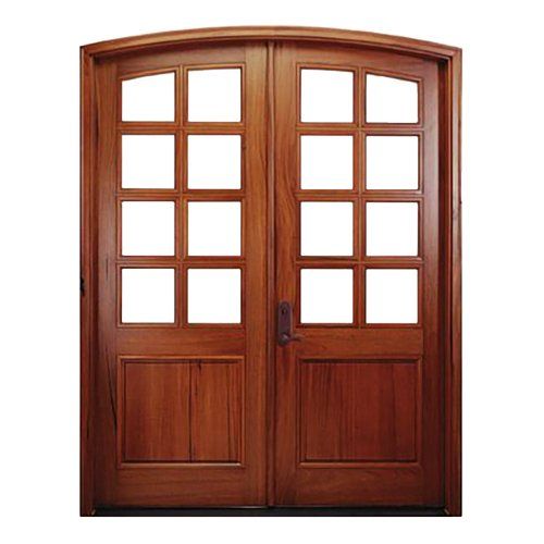 Eyebrow double doors with 8 lites in each