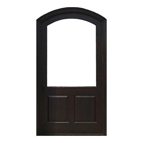 Eyebrow Radius top wood and glass entry door