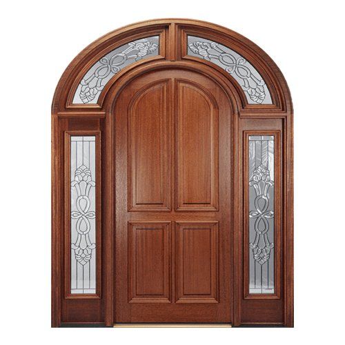 Round top solid wood 4 panel door with full surround
