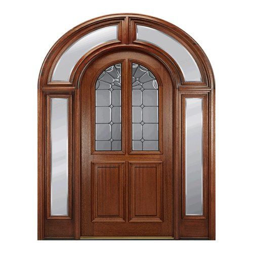 Round top wood and glass door with full surround