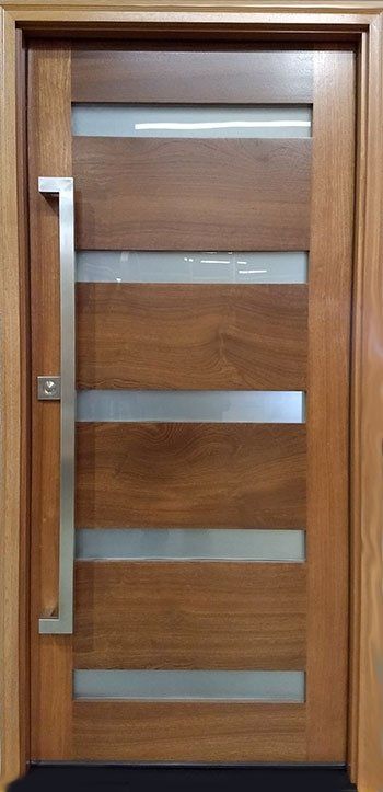 Modern exterior door with frosted glass