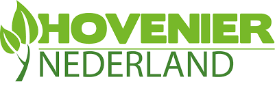 Logo van Hovenier Nederland met een groen bladontwerp en tekst.