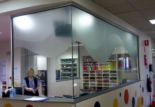 frosted glass in doctors office