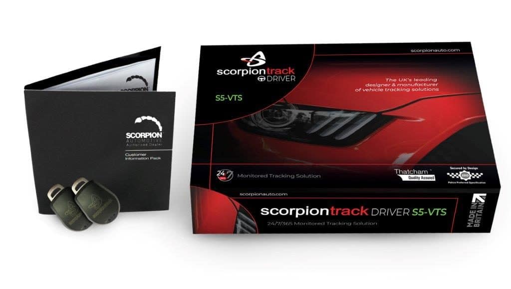 A black box with the word scorpion on it
