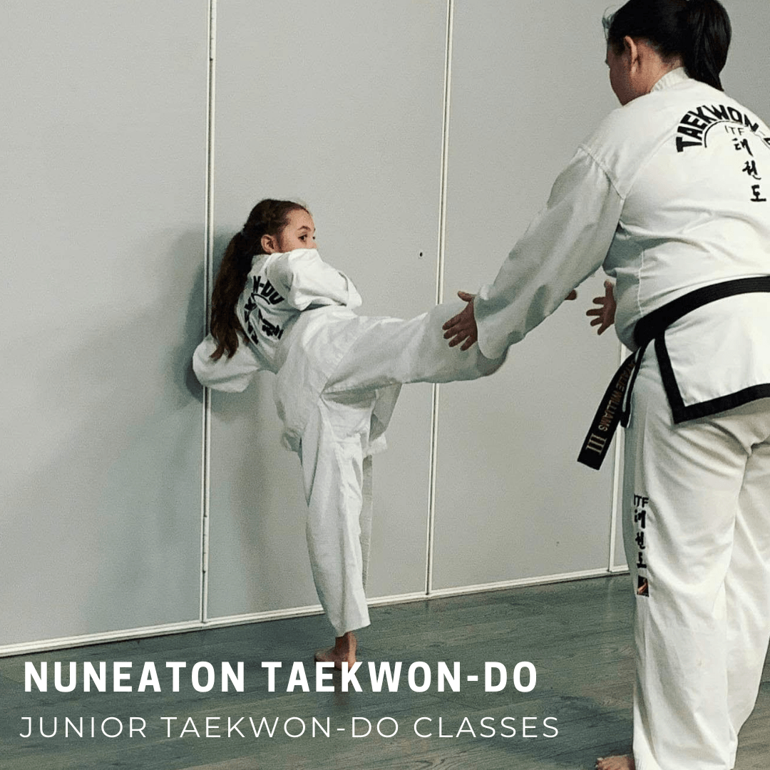 Girl side kicking