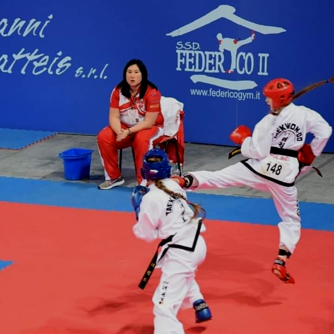 Ella Barnes I Dan competing in Sparring
