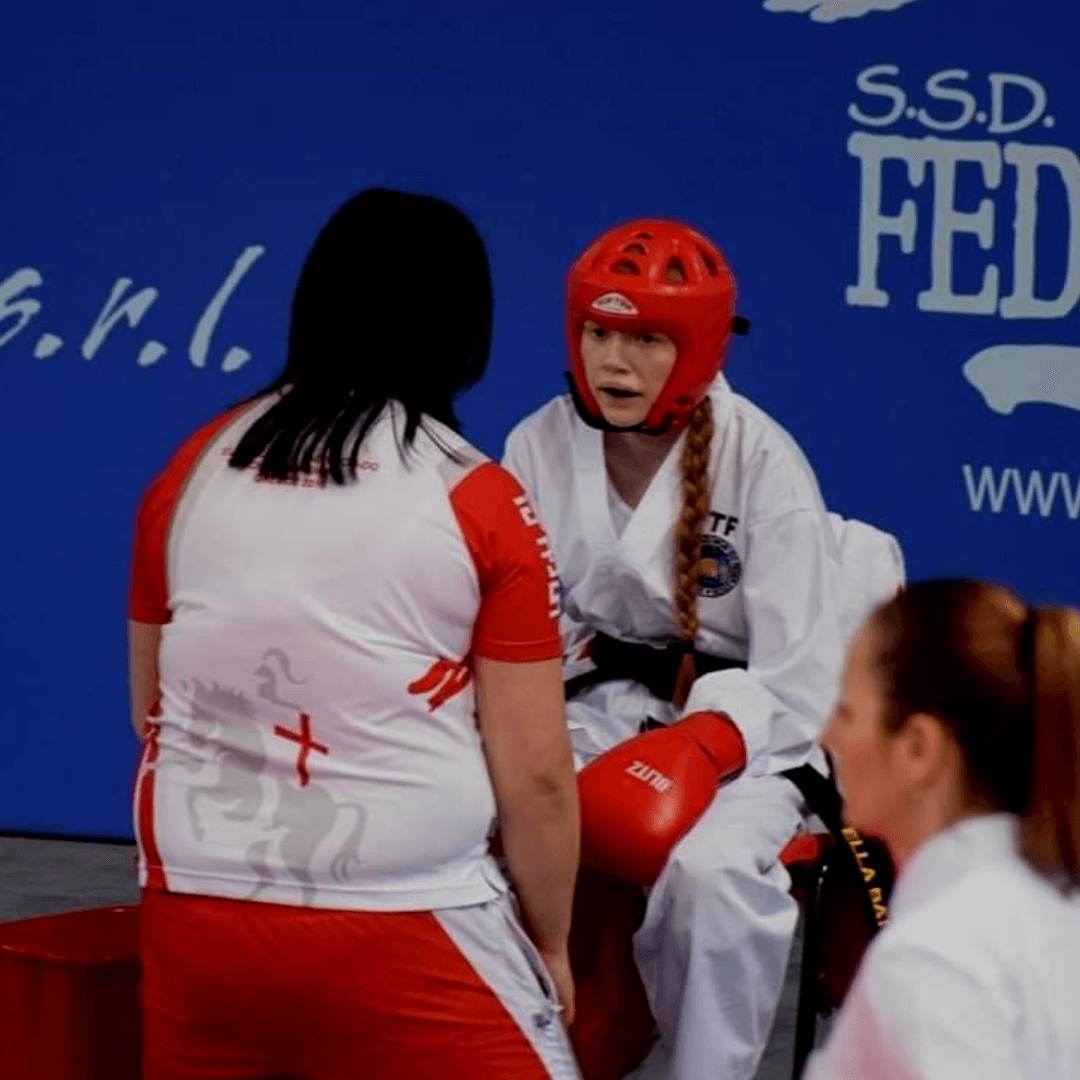 Ella Barnes I Dan competing in Sparring