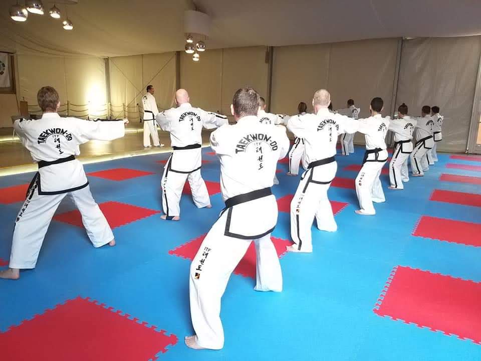 Blackbelts performing patterns in Cyprus