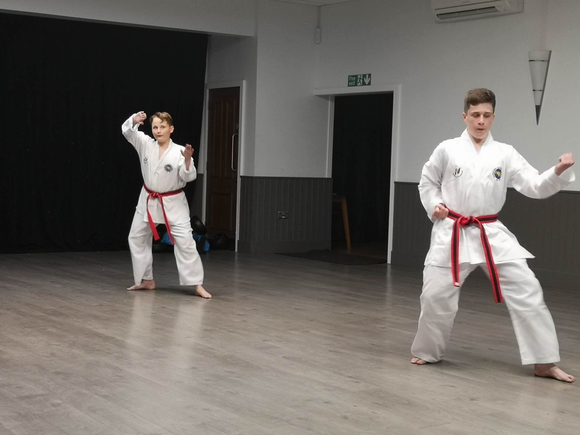 Danny training in our Monday night class Martial Arts students lined up
