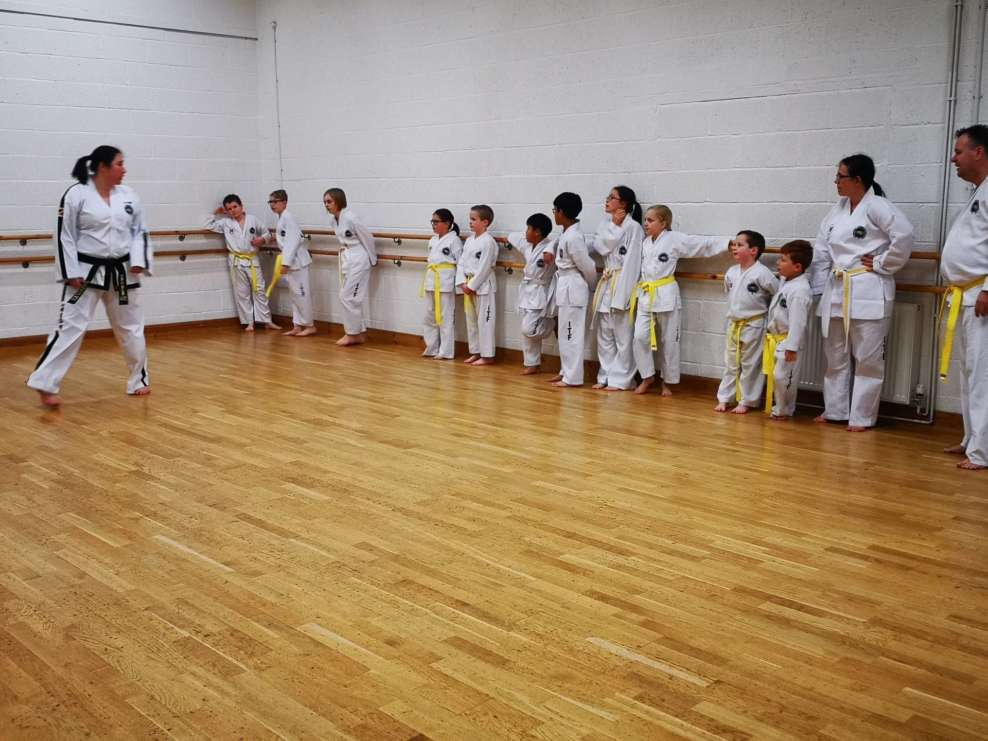 Wednesday night beginner class Martial Arts students lined up