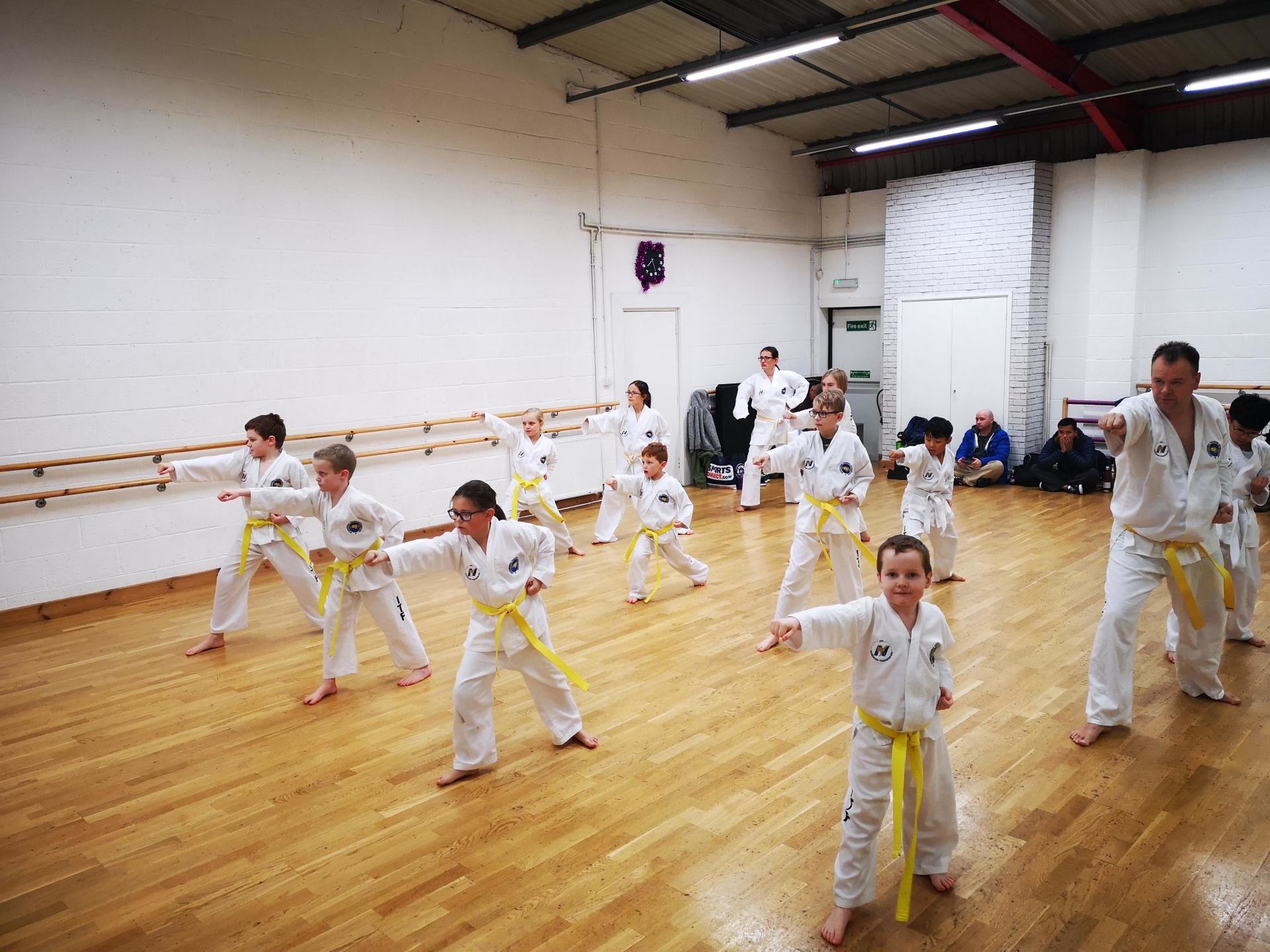 Leah training in our Wednesday night class Martial Arts students punching