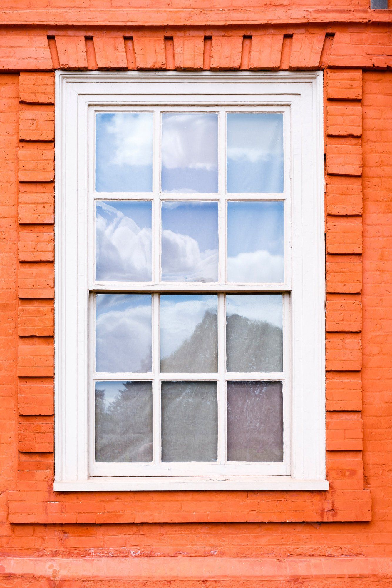 white painted sliding window