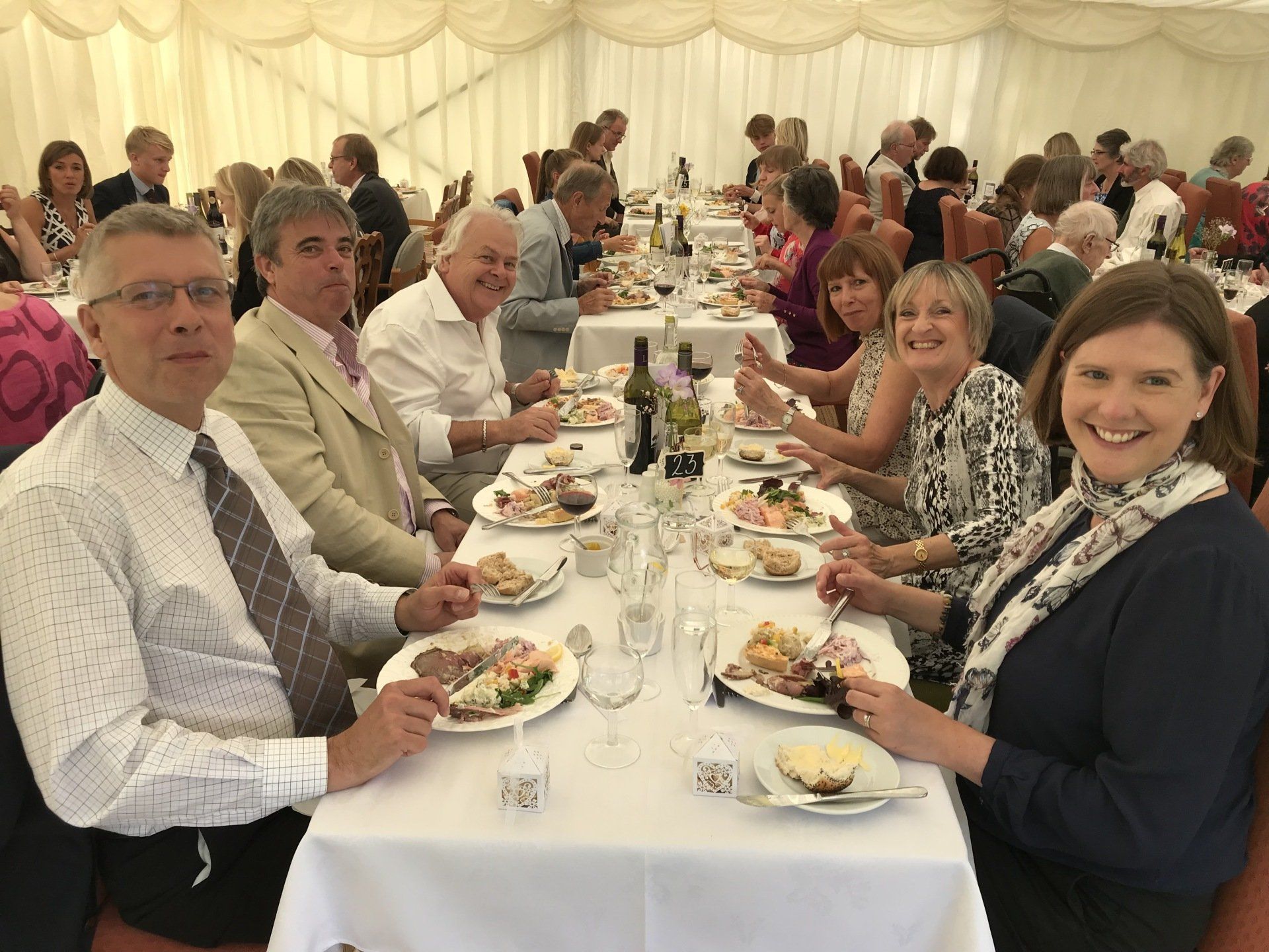 group eating at an event