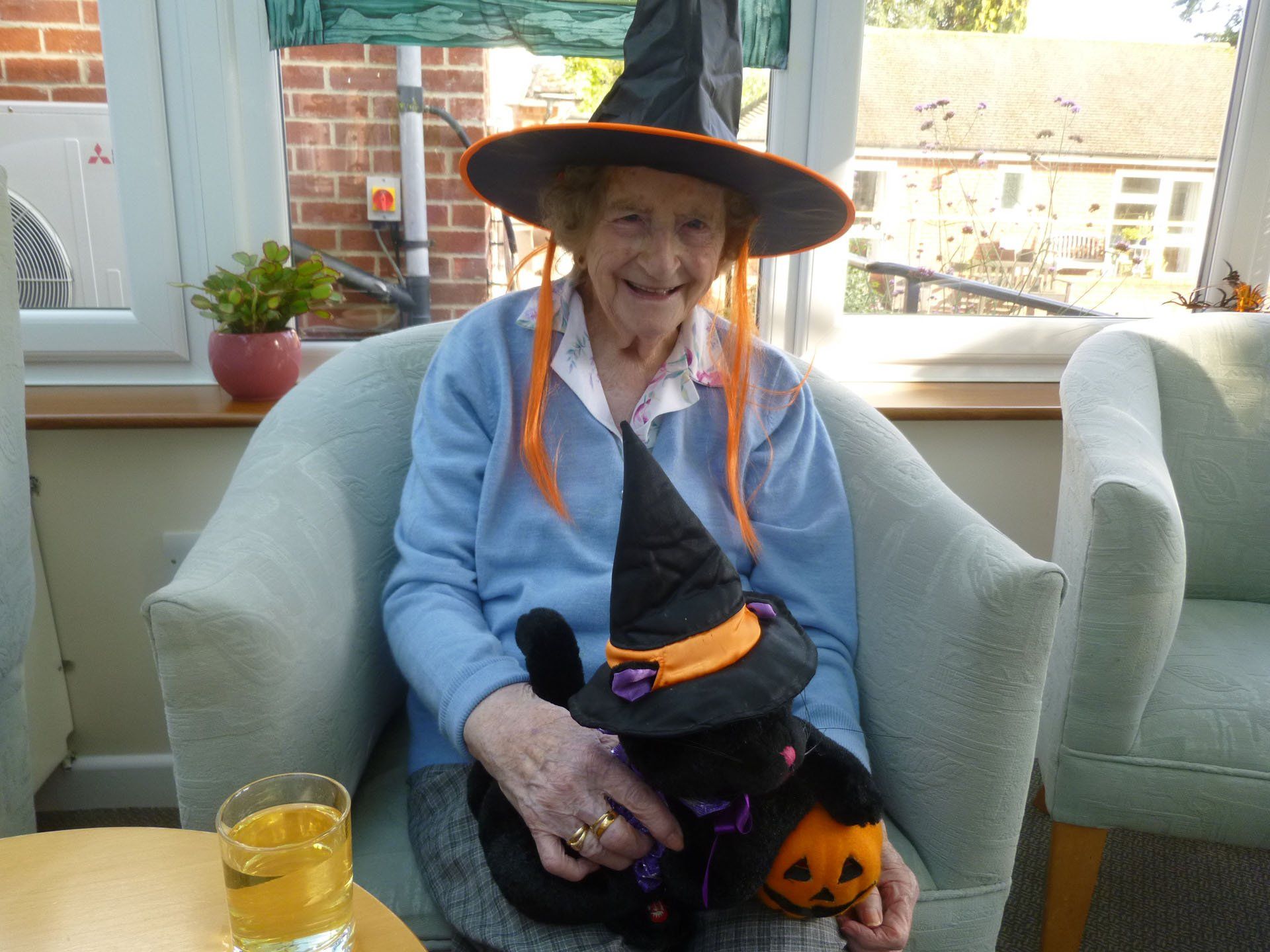 Senior woman dressed for Halloween 3