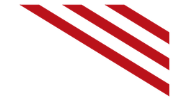Three red diagonal stripes on a white background