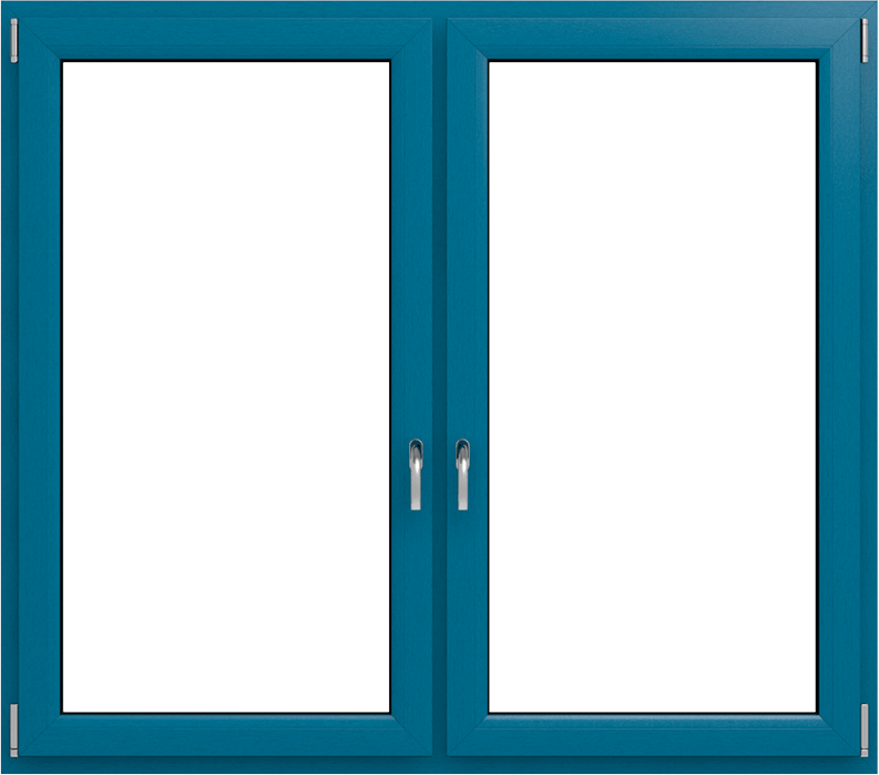 finestra in PVC di colore blu