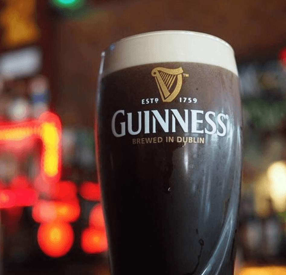 A full glass of guinness brewed in dublin