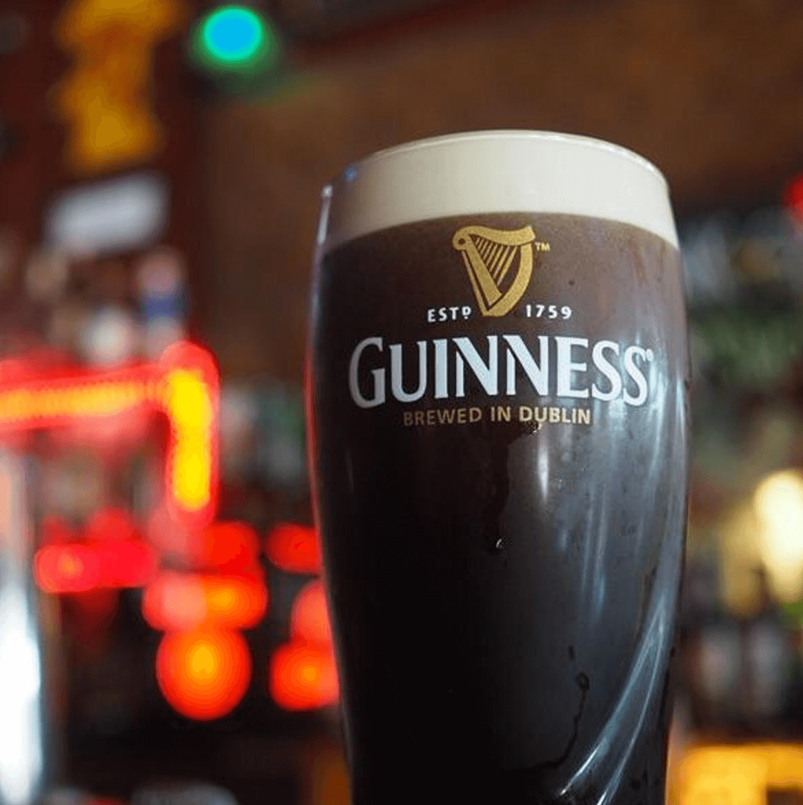 A full glass of guinness brewed in dublin
