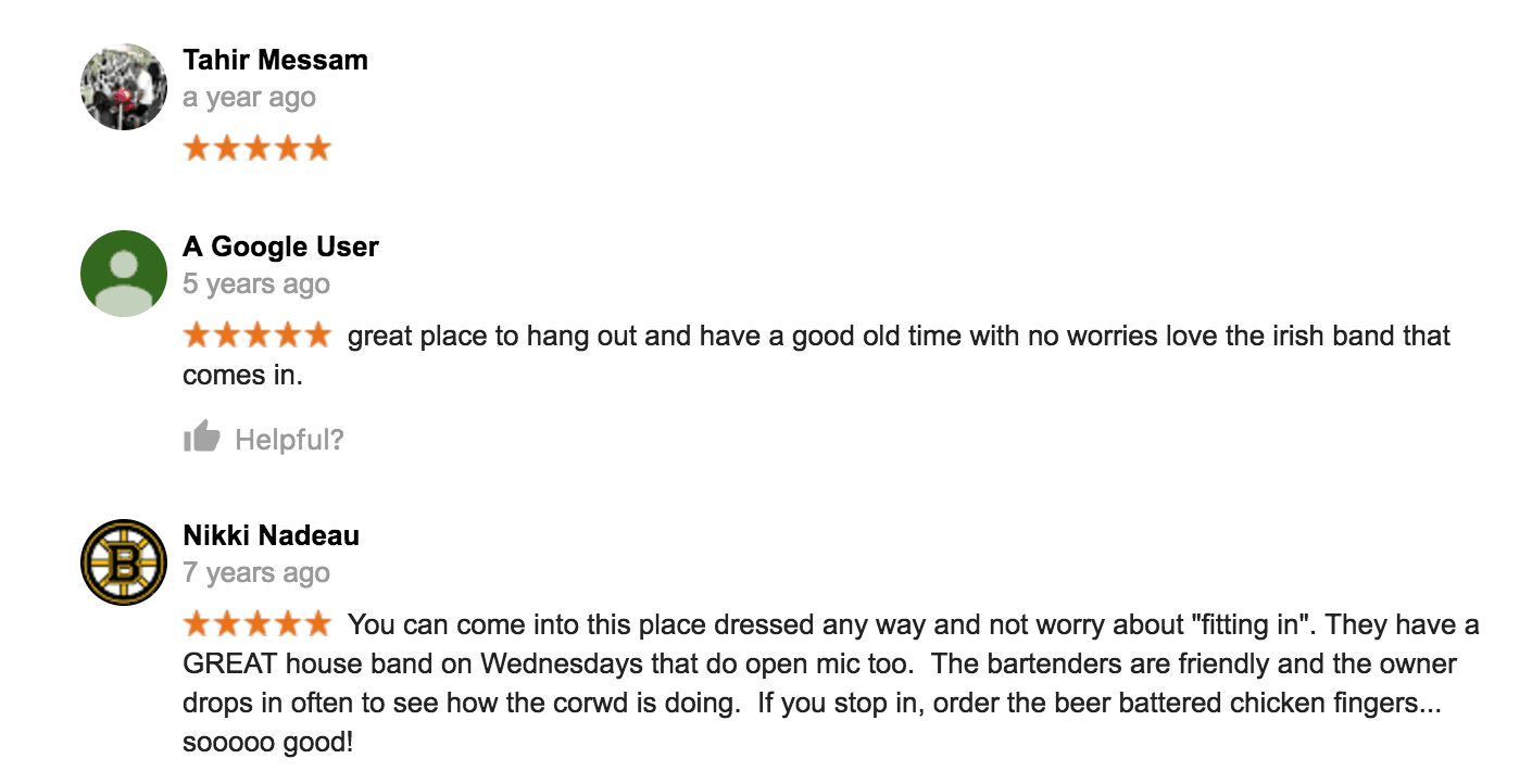 A couple of google reviews on a white background.