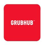 A red square with the word grubhub on it.