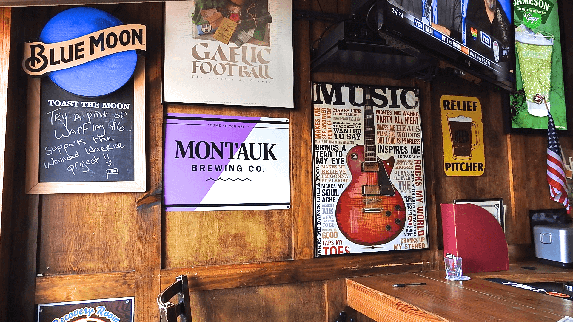 A bar with a sign that says montauk on it