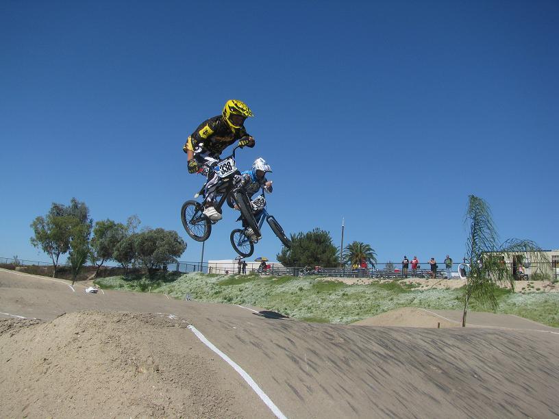 young boy in bmx racing competition