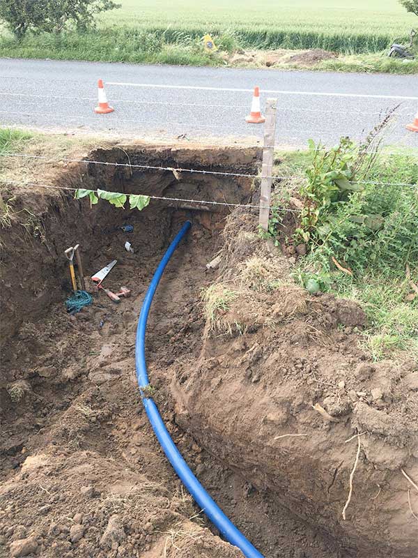 Pipe installation using after trenchless moling
