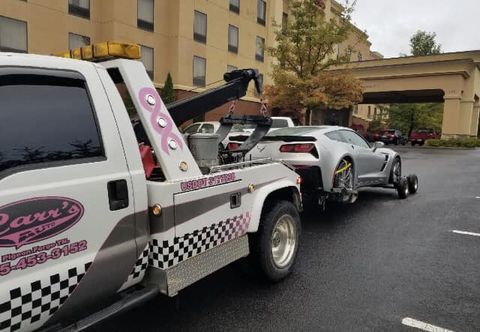 Towing a gray car — Pigeon Forge, TN — Carr's Auto Service Towing a gray car — Pigeon Forge, TN — Carr's Auto Service