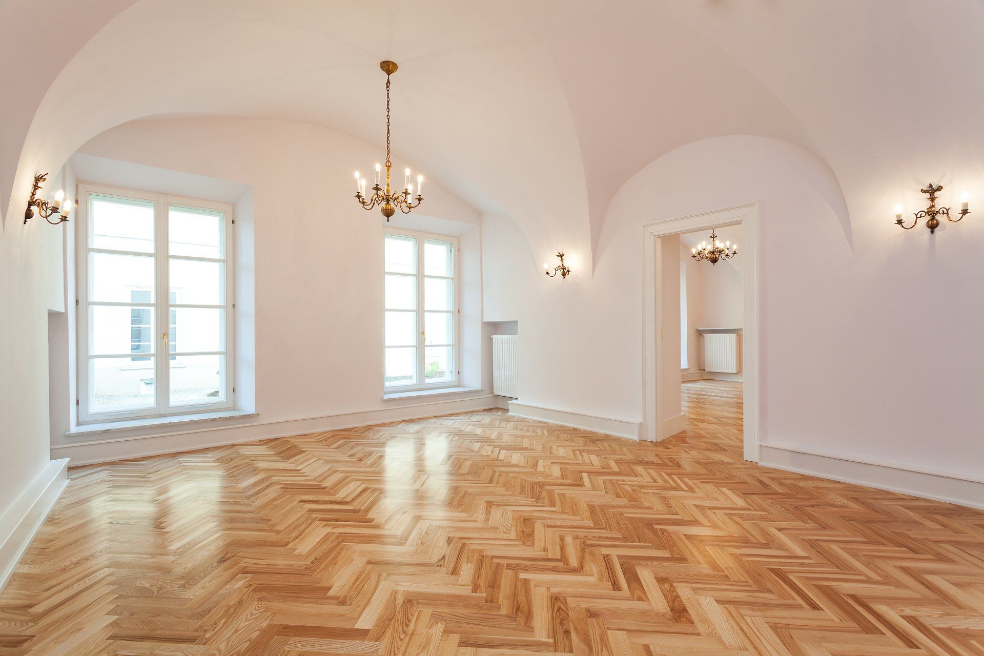 Wooden Floor and Chandelier — Coastline Floor Sanding in Terrigal, NSW