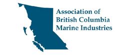Dark blue outline of British Columbia with text: Association of British Columbia Marine Industries.