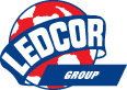 Ledcor Group logo: red and white globe with blue banner reading “Ledcor” and “Group.”