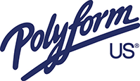 Polyform US logo in dark blue script font.