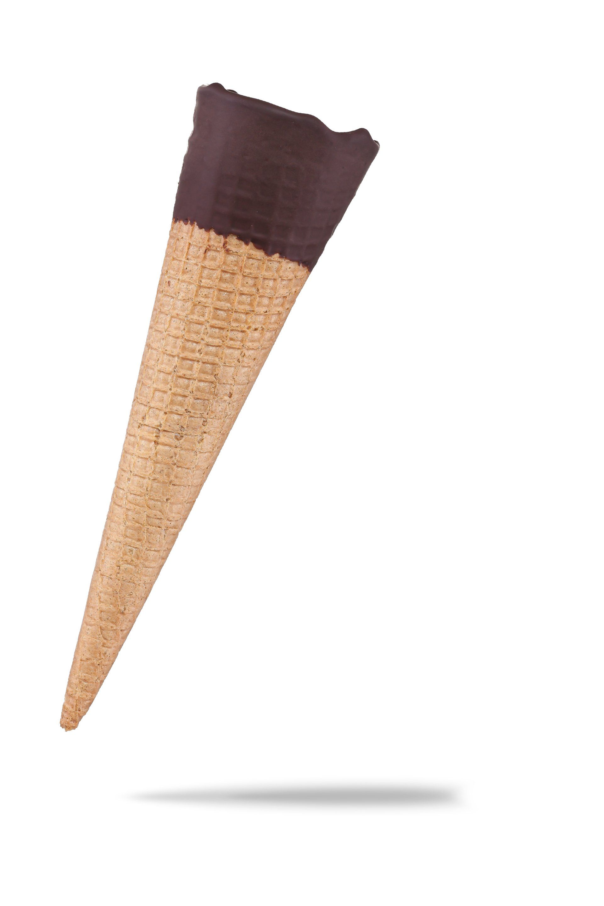 cone covered with dark chocolate