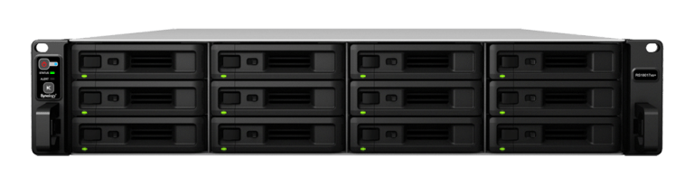 Black 4U rackmount server with eight front-facing drive bays and a blank front panel