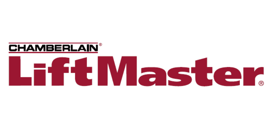 Chamberlain LiftMaster logo in white and red.